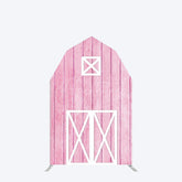 Aperturee - Aperturee Pink Wooden Farm House Barn Door Arch Party Backdrop